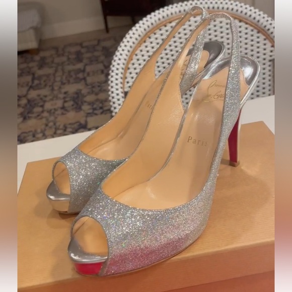 Christian Louboutin N Prive 100 Glitter Specchio Heels Perfect for Wedding - Picture 4 of 12